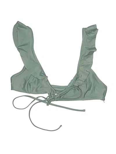 Pre-owned Aerie Swimsuit Top Green Solid Pattern Swimwear