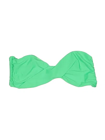 Pre-owned Aerie Swimsuit Top Green Solid Pattern Swimwear