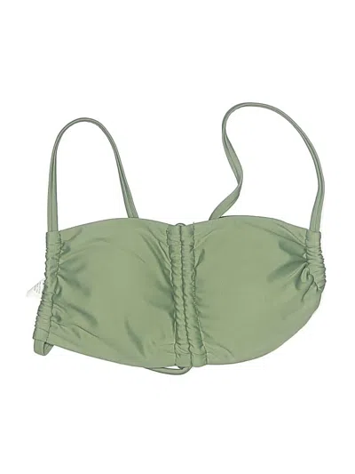 Pre-owned Aerie Swimsuit Top Green Solid Pattern Swimwear