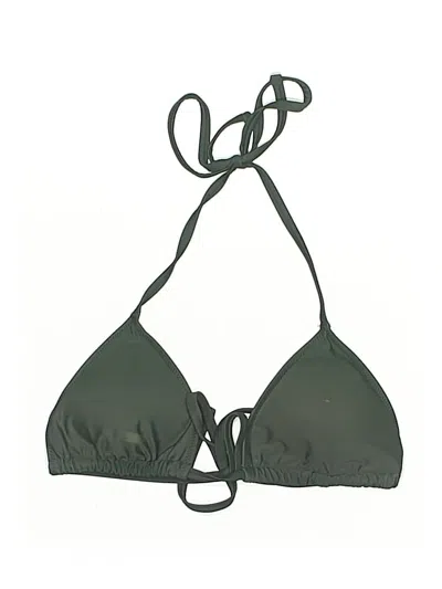 Pre-owned Aerie Swimsuit Top Green Solid Pattern Swimwear