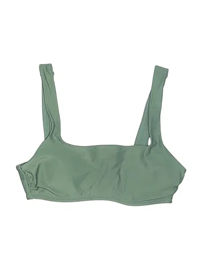 Pre-owned Aerie Swimsuit Top Green Solid Pattern Swimwear