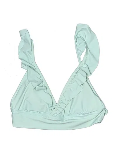 Pre-owned Aerie Swimsuit Top Green Solid Pattern Swimwear