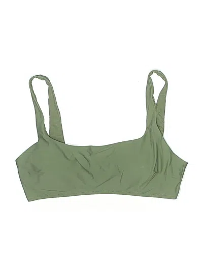 Pre-owned Aerie Swimsuit Top Green Solid Pattern Swimwear