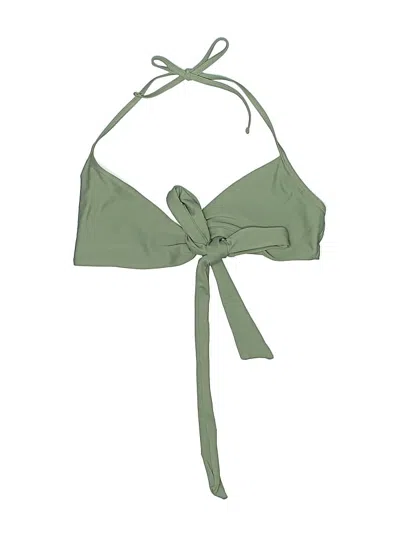Pre-owned Aerie Swimsuit Top Green Solid Pattern Swimwear