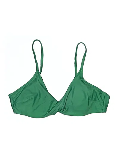 Pre-owned Aerie Swimsuit Top Green Solid Pattern Swimwear
