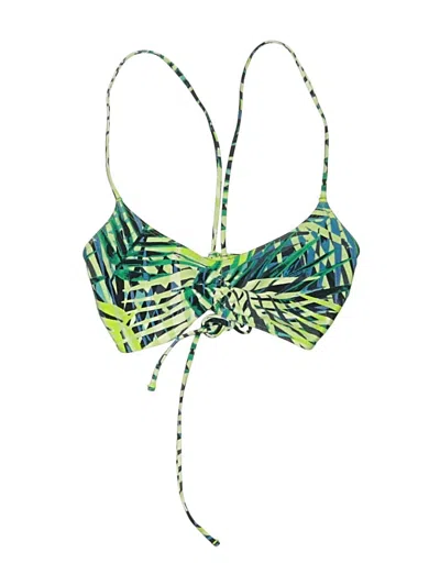 Pre-owned Aerie Swimsuit Top Green Tropical Pattern Swimwear