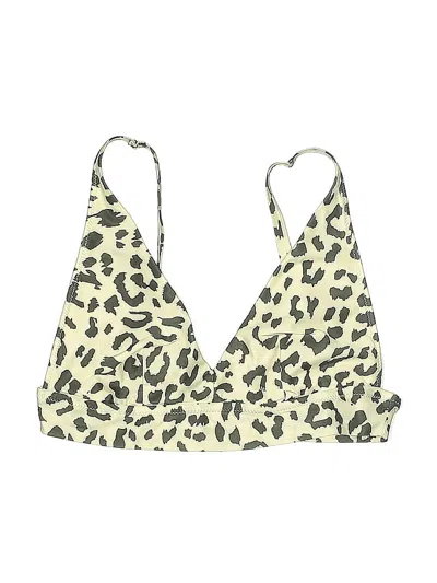 Pre-owned Aerie Swimsuit Top Ivory Animal Print Pattern Swimwear In White