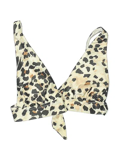 Pre-owned Aerie Swimsuit Top Ivory Animal Print Pattern Swimwear In White