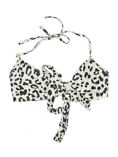 Pre-owned Aerie Swimsuit Top Ivory Animal Print Pattern Swimwear In White