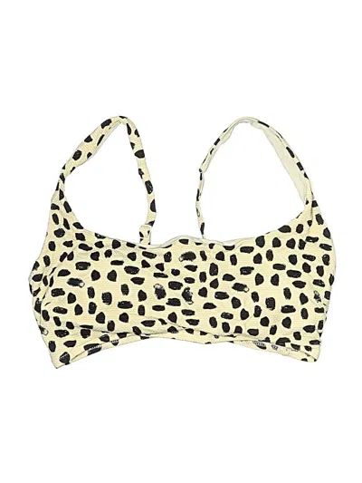 Pre-owned Aerie Swimsuit Top Ivory Animal Print Pattern Swimwear In White