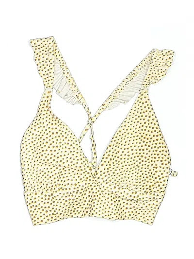 Pre-owned Aerie Swimsuit Top Ivory Animal Print Pattern Swimwear In White