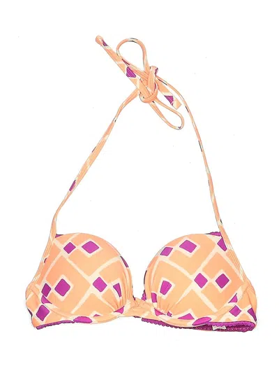 Pre-owned Aerie Swimsuit Top Orange Argyle Pattern Swimwear