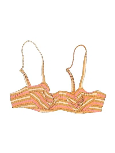 Pre-owned Aerie Swimsuit Top Orange Chevron/herringbone Pattern Swimwear