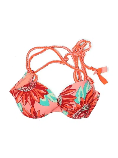 Pre-owned Aerie Swimsuit Top Orange Tropical Pattern Swimwear