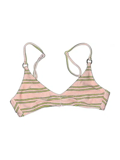 Pre-owned Aerie Swimsuit Top Pink Stripes Pattern Swimwear