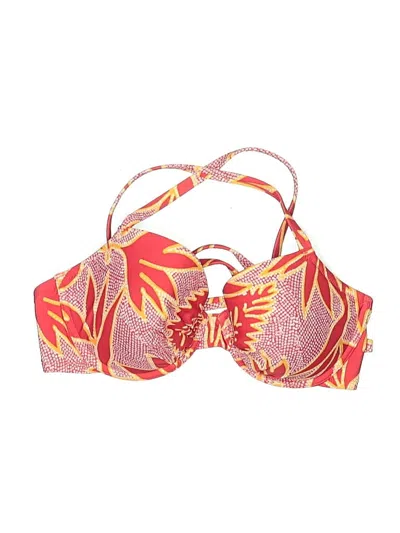 Pre-owned Aerie Swimsuit Top Red Tropical Pattern Swimwear