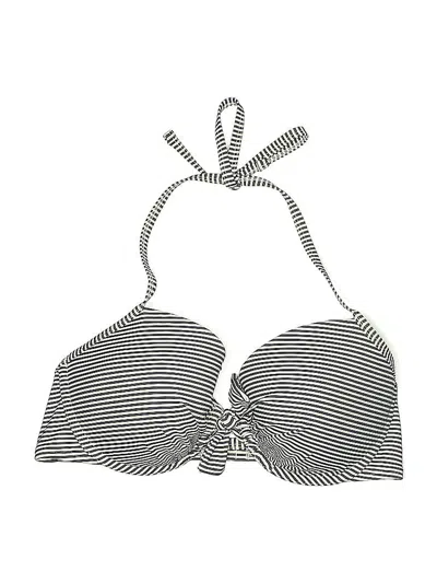 Pre-owned Aerie Swimsuit Top Silver Stripes Pattern Swimwear