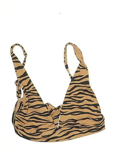 Pre-owned Aerie Swimsuit Top Tan Animal Print Pattern Swimwear