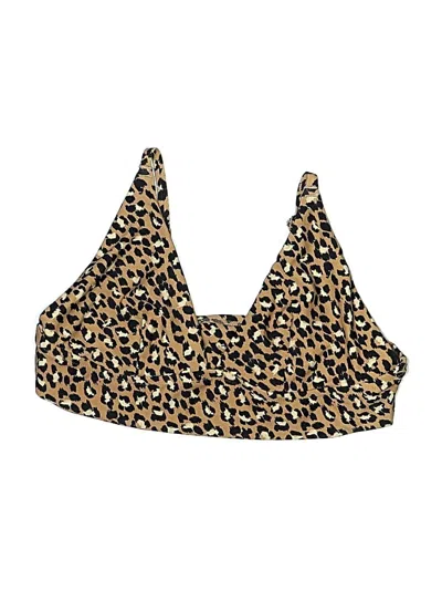 Pre-owned Aerie Swimsuit Top Tan Animal Print Pattern Swimwear In Brown