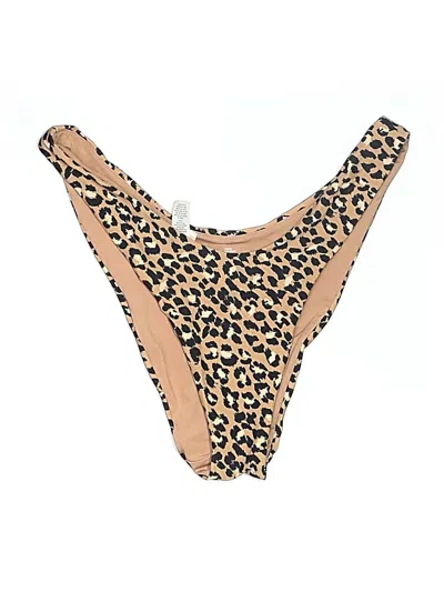 Pre-owned Aerie Swimsuit Top Tan Animal Print Pattern Swimwear In Brown