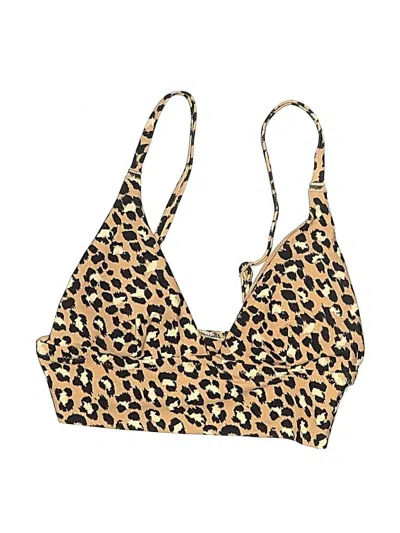 Pre-owned Aerie Swimsuit Top Tan Animal Print Pattern Swimwear In Brown