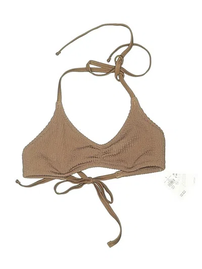 Aerie Swimsuit Top Tan Chevron/herringbone Pattern Swimwear In Brown