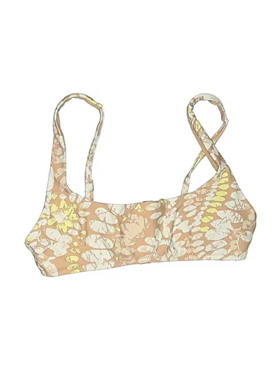 Pre-owned Aerie Swimsuit Top Tan Floral Pattern Swimwear