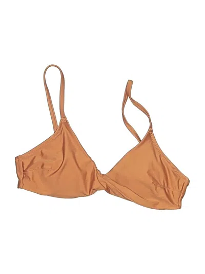 Pre-owned Aerie Swimsuit Top Tan Solid Pattern Swimwear