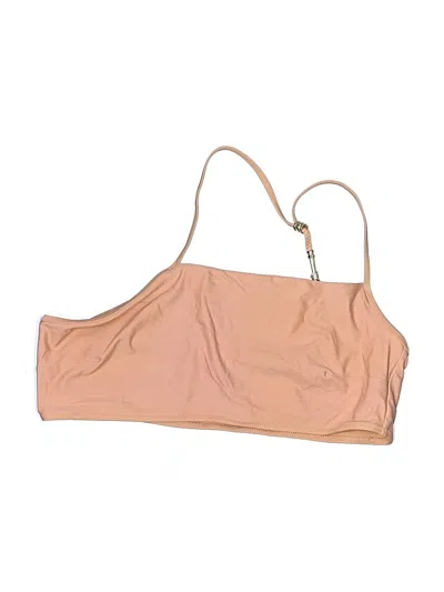 Pre-owned Aerie Swimsuit Top Tan Solid Pattern Swimwear In Brown