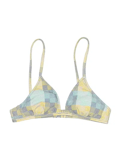 Pre-owned Aerie Swimsuit Top Yellow Argyle Pattern Swimwear