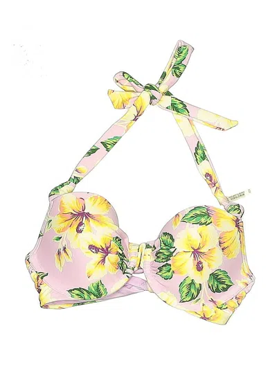 Pre-owned Aerie Swimsuit Top Yellow Floral Pattern Swimwear