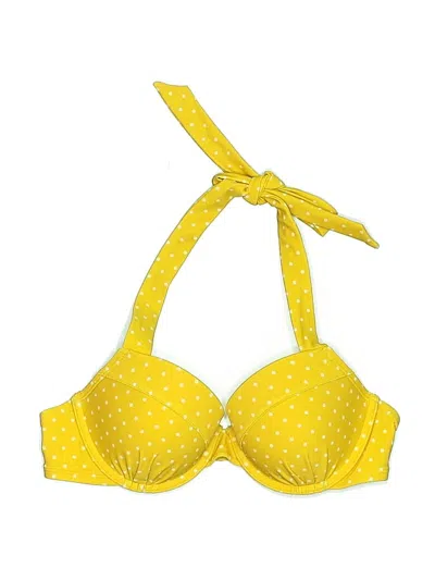 Pre-owned Aerie Swimsuit Top Yellow Polka Dots Pattern Swimwear