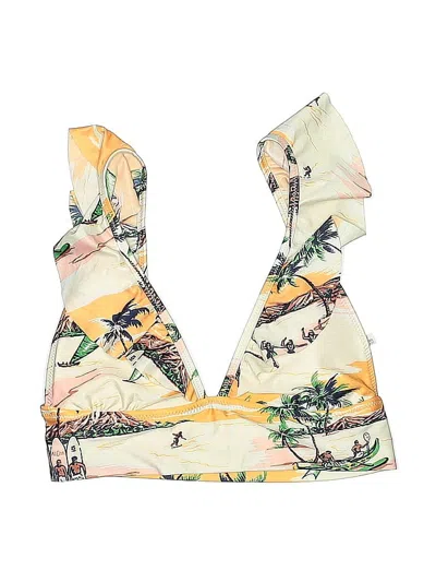 Pre-owned Aerie Swimsuit Top Yellow Print Pattern Swimwear