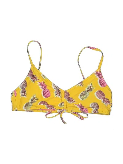Pre-owned Aerie Swimsuit Top Yellow Print Pattern Swimwear