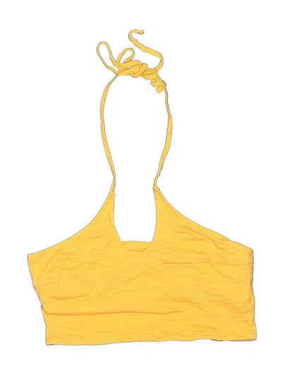 Pre-owned Aerie Swimsuit Top Yellow Solid Pattern Swimwear