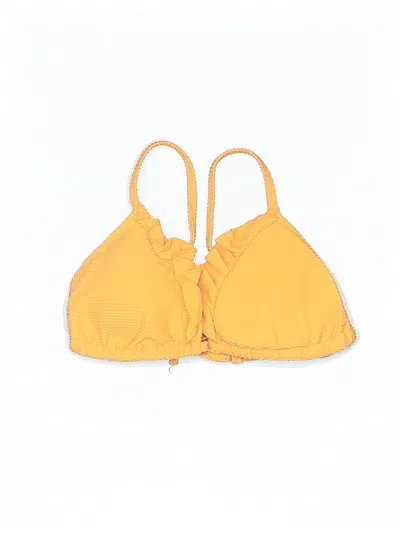 Pre-owned Aerie Swimsuit Top Yellow Solid Pattern Swimwear