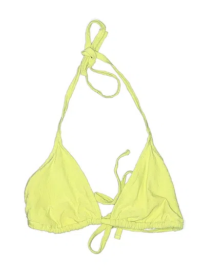 Pre-owned Aerie Swimsuit Top Yellow Solid Pattern Swimwear