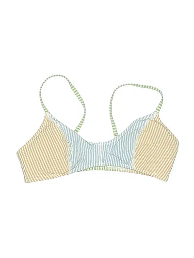 Pre-owned Aerie Swimsuit Top Yellow Stripes Pattern Swimwear