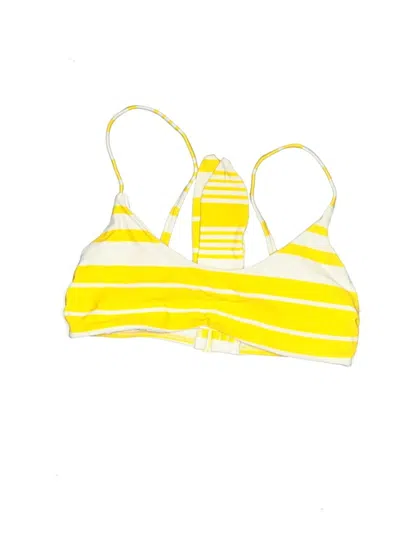 Pre-owned Aerie Swimsuit Top Yellow Stripes Pattern Swimwear