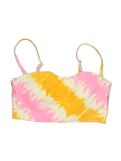 Pre-owned Aerie Swimsuit Top Yellow Tie-dye Pattern Swimwear