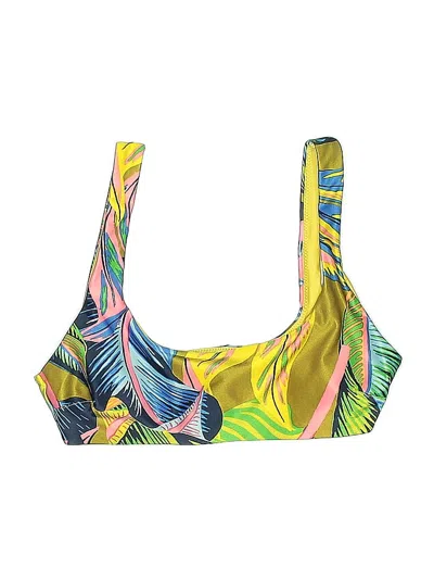 Pre-owned Aerie Swimsuit Top Yellow Tropical Pattern Swimwear