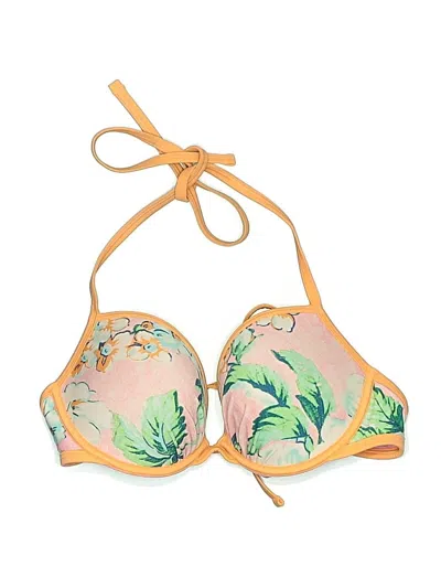 Pre-owned Aerie Swimsuit Top Yellow Tropical Pattern Swimwear