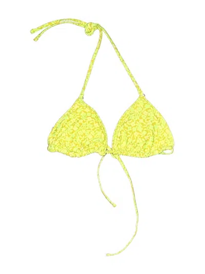 Pre-owned Aerie Swimsuit Top Yellow Tweed Pattern Swimwear