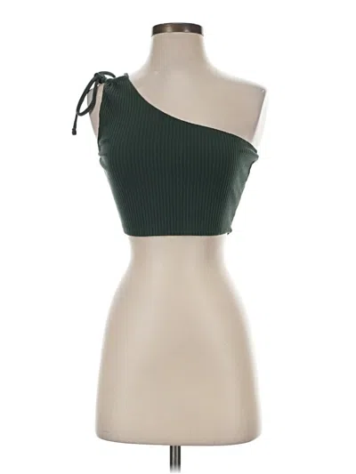 Pre-owned Aerie Tank Top Green One Shoulder Neckline Tops