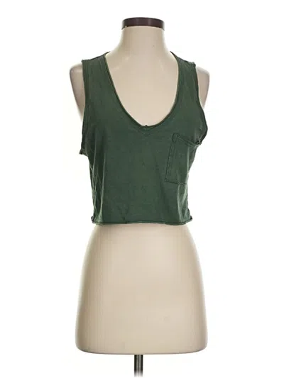 Pre-owned Aerie Tank Top Green Plunge Neckline Tops