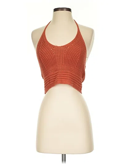 Pre-owned Aerie Tank Top Orange Halter Neckline Tops