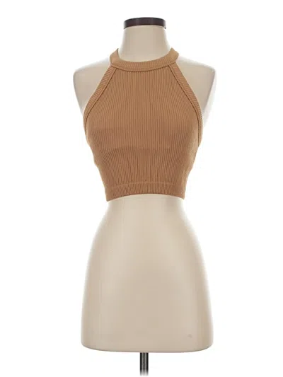 Pre-owned Aerie Tank Top Tan Halter Neckline Tops In Brown