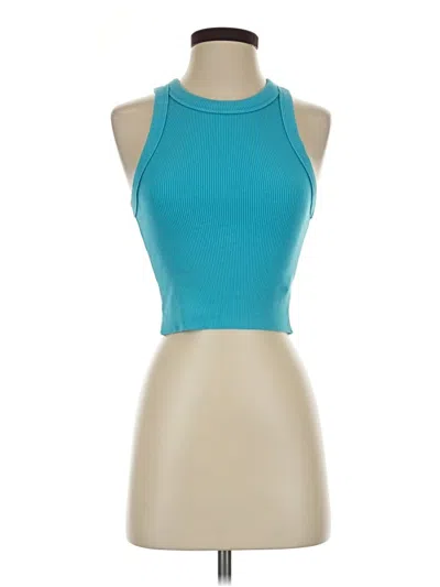 Pre-owned Aerie Tank Top Teal Halter Neckline Tops
