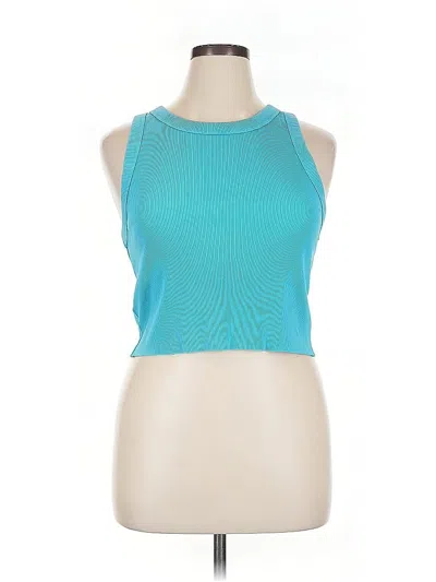 Pre-owned Aerie Tank Top Teal Halter Neckline Tops In Blue