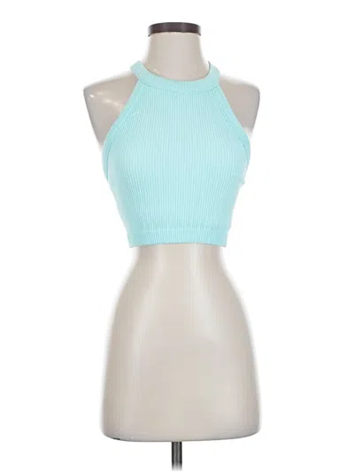 Pre-owned Aerie Tank Top Teal Halter Neckline Tops In Blue